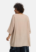 'Túnica 'Alessia' – viscose de bambu, linha A, bainha com recorte